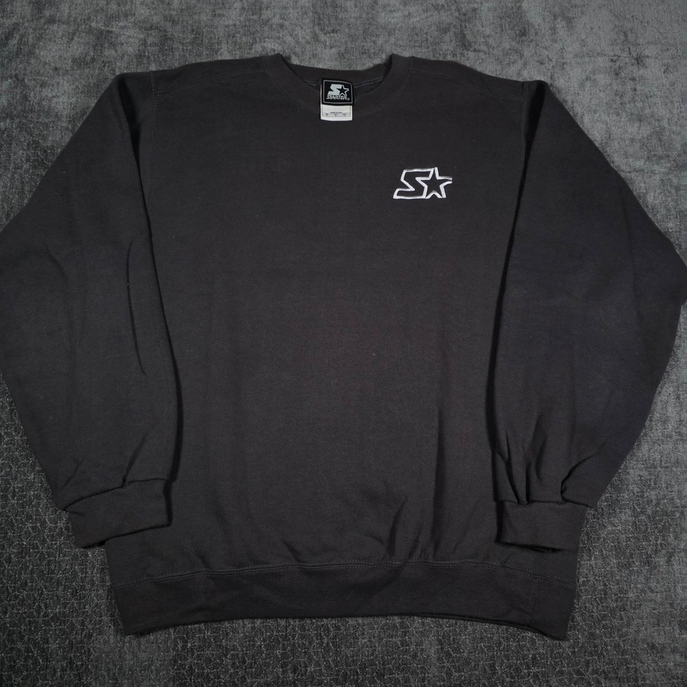 Vtg 80s 90s Starter Crewneck Sweatshirt Pullover Mens Medium Black Made in USA M